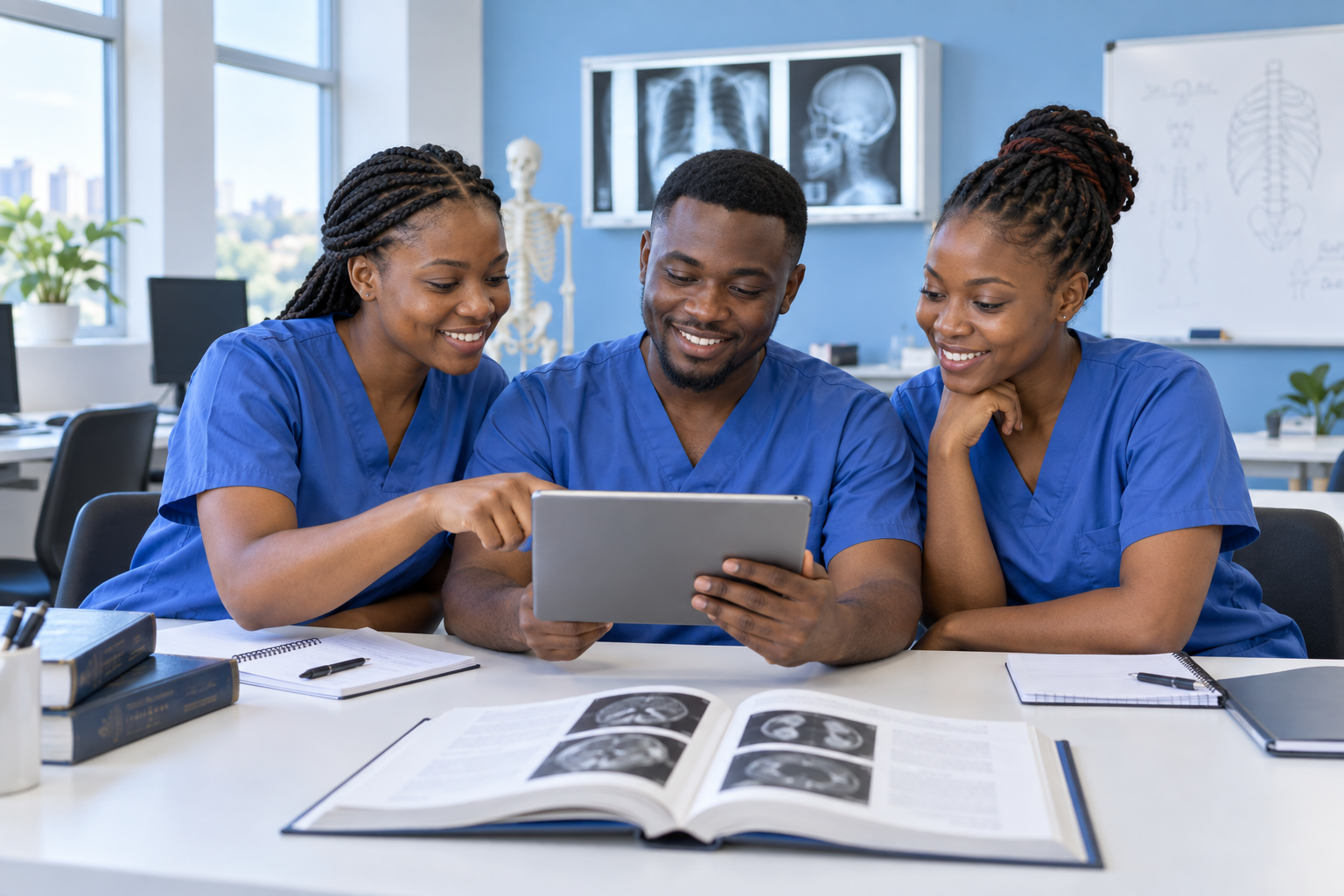 Illustrative radiography colleagues learning together